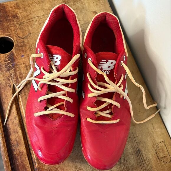 New Balance Red White Metal Baseball Cleats L4040TR5 Rev-Lite Men's 12 - Picture 10 of 12